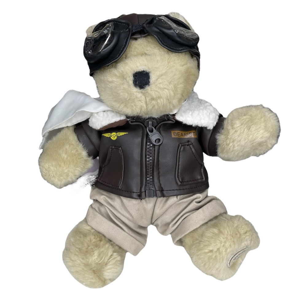 Starbucks 2004 Bearista Bear in Dark Brown Leather Jacket